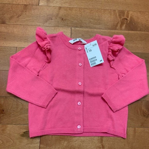 H&M pink ruffle cardigan sweater - Picture 1 of 1
